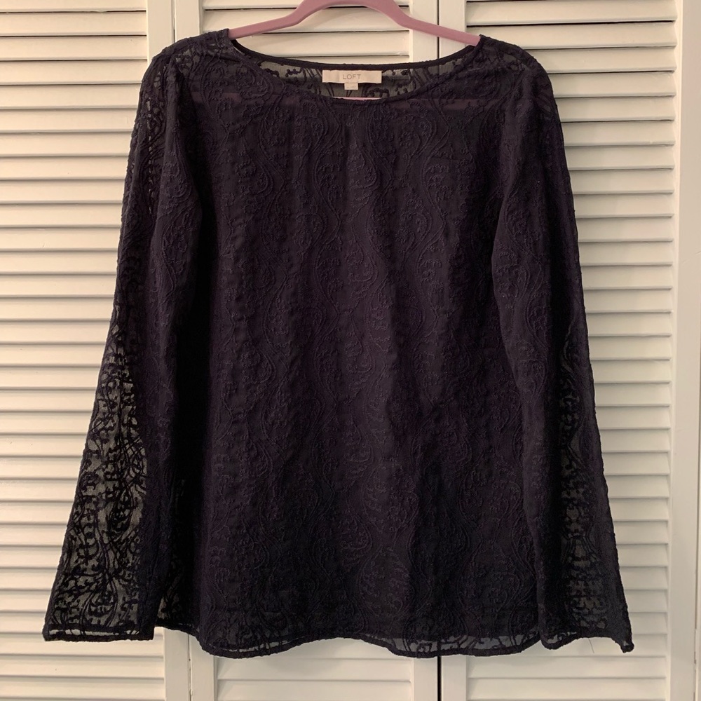 Loft sheer embroidered top size medium